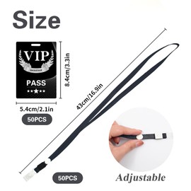 50 Sets VIP Badge Lanyards with Plastic VIP Pass Cards VIP Lanyards Security Cards Black Lanyards for Backstage Concert Event Party Birthday 7 x 10 cm