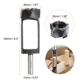 sourcing map Wood Tenon Dowel Plug Cutter 35mm Metric Tenon Dowel Cutting Tools Drill Bit High Speed Steel Wood Plug Dowel Cutter with Round Shank for Woodworking Furniture Making