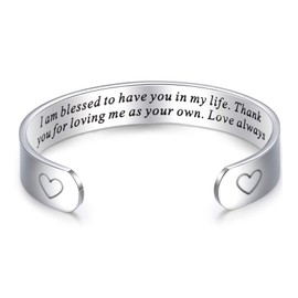 LParkin Bonus Mom Gifts Bracelet For Stepmom Meaningful Gift For Step Mother Cuff Bracelets I Am Blessed To Have You In My Life