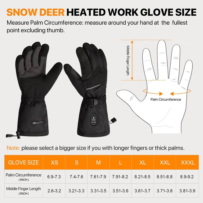 SNOW DEER Heated Work Gloves Men Rechargeable Waterproof, Cut-Resistance Heated