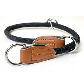 Leisegrün Adjustable Paracord Dog Collar | Nylon Collar | Model Devon | Black | Size: M