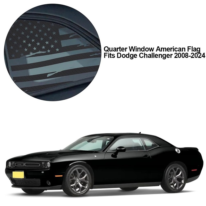 JSCARLIFE American Flag Rear Window Decal for D-odge C-hallenger 2008-2024