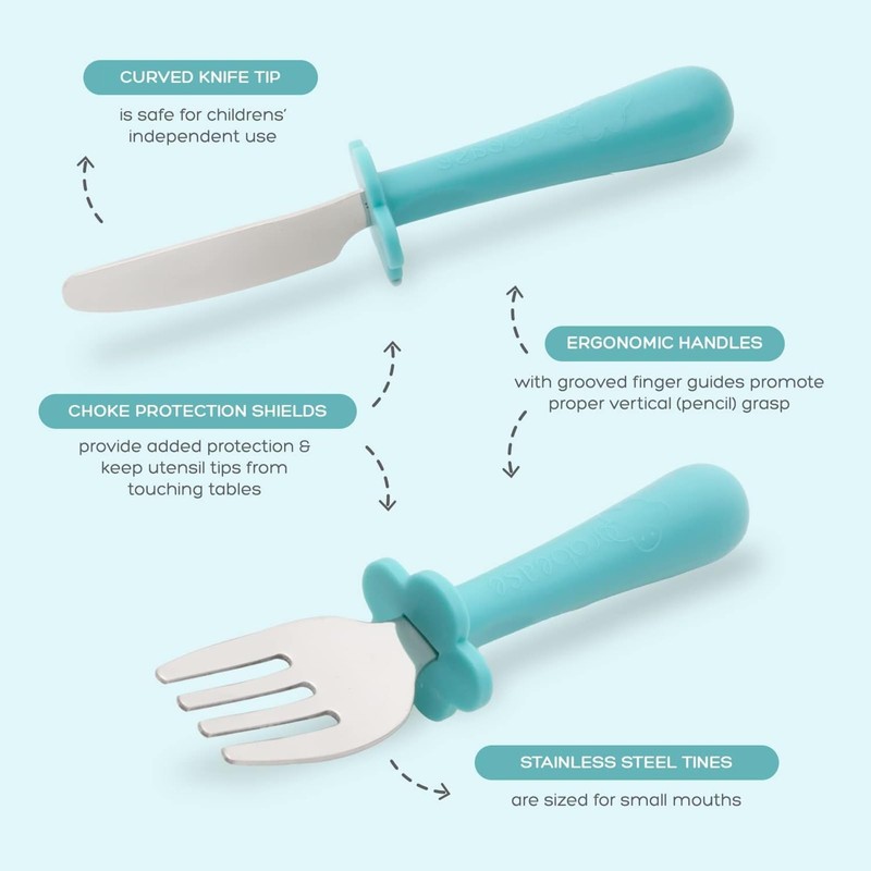 Grabease Toddler Silverware Set Forks Spoons and Knives Set Toddler