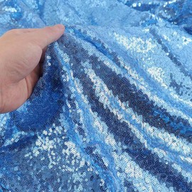 AMZLOKAE Fabric by The Yard Baby Blue Sequin Fabric Tablrcloth Shower Curtain Sewing Fabric for Sequin Dress Clothing DIY,Square Fabric,Backdrop Curtains (1 Yard, Blue)
