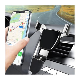 Moioee Car Air Vent Phone Mount, Upgrade Military Gravity Car Phone Holder with Clip, Vehicle Auto-Lock Cell Mobile Phone Hands Free Stand Cradle, Automobile Universal for All Smartphones (Silver)