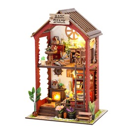 LUFEIS DIY Book Nook Kit, 3D Wooden Puzzle Bookend Bookshelf Decor, DIY Miniature Book House with Furniture and LED Light, Booknook Miniature Model House for Adults to Build, Toolkit Included