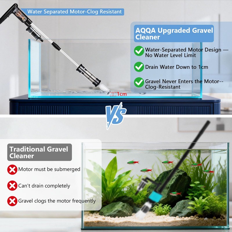 Upgraded DC 18W Electric Aquarium Vacuum Gravel Cleaner