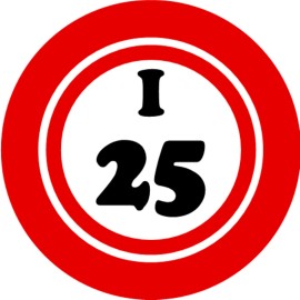 Kiwi Gifts I 25 I25 Bingo Ball - 3 Inch Circle Sticker 3" x 3" - Hobby Number Board Lucky