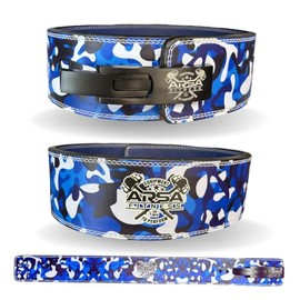 Arsa Fitness 10MM Competition Weightlifting Lever Belt for Men & Women, Powerlifting, Bodybuilding, & Strength Training - Camoflage Series (Blue Camo, X-Small)