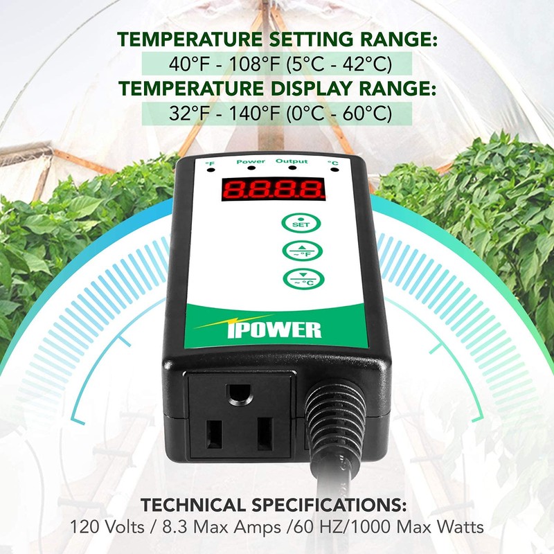 iPower Digital Heat Mat Thermostat Controller and 10" x 20.75"