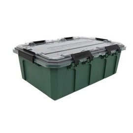 Masterforce 12 Gallon Gasket Storage Tote Green Industrial Heavy Duty Clear Lid Tool Bin