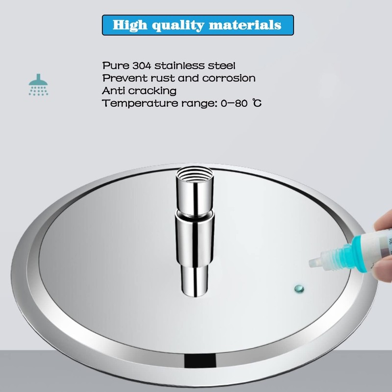 Rainfall Shower Head, 10'' Round Stainless Steel Rain Shower Heads