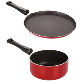 Nirlon Heat Resistance Non-Stick Coated Aluminium Tawa and Sauce Pan Combo Set