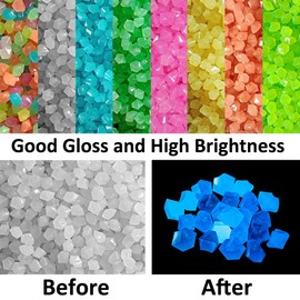 MOCNT 300Pcs White Glow in the Dark Pebbles Rock Luminous Cobblestones Glowing Pebbles Stones Garden Yard Decor Home Walkway Aquarium Fish Tank Decoration 14x11mm