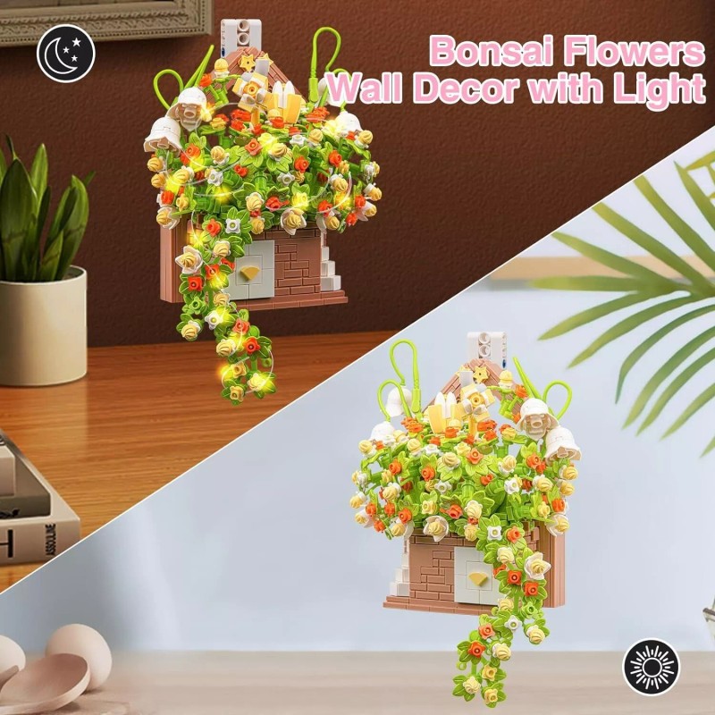 Sathibi Flower Bouquet Building Set with LED Light/Home & Wall
