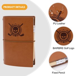 BAIRBRE Golf Scorecard Book Leather Golf Journal Notebook with Golf Pencil Golf Yardage Book Golf Log Book Pocket Golf Score Book Golf Gift for Men&Women Sports and Outdoor Golf Club Accessories