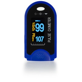 AccuMed Fingertip Pulse Oximeter, Sp02 Finger Blood Pulse Oxygen Monitor, w/Carrying case, Lanyard Silicon Case & Battery CMS-50D (Blue)