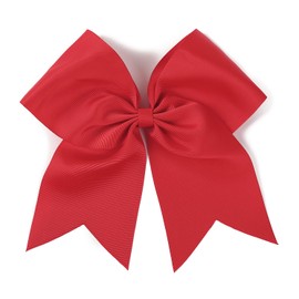 AMYDECOR 7 Inch Jumbo Solid Color Bows with Alligator Hair Clips For Girls and Women (Red)