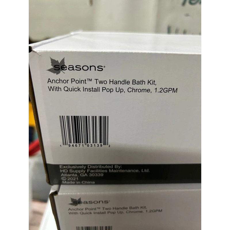 Seasons Anchor Point 2 handle bath Kit Quick install pop