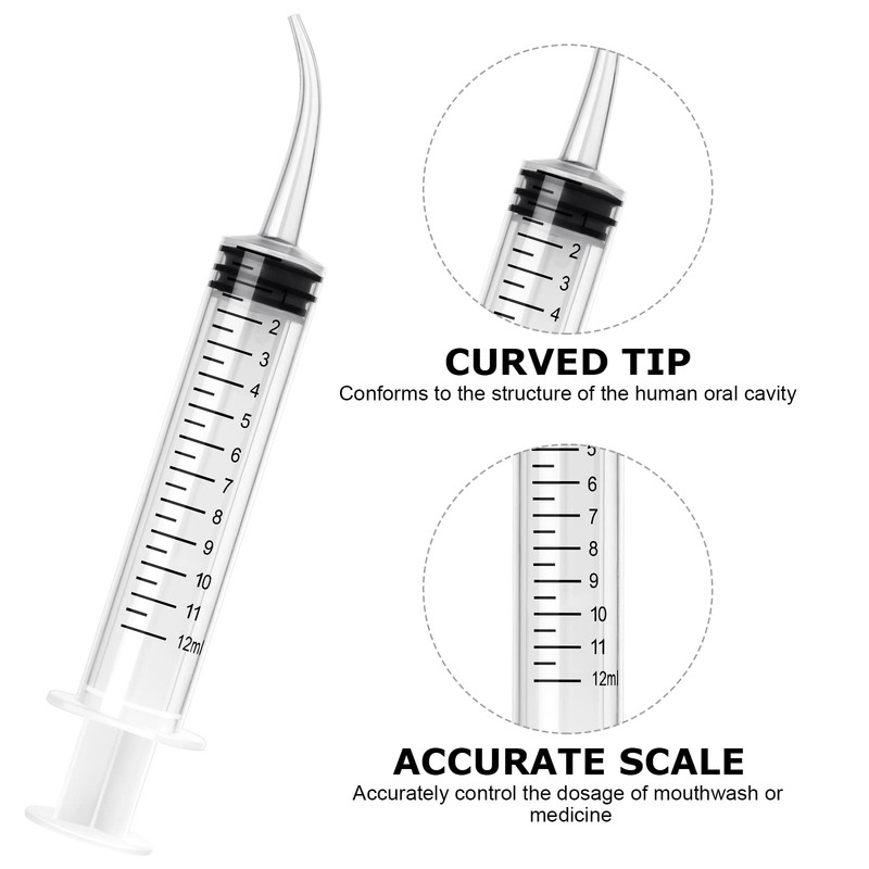 Dental Syringe 12ml Dental Irrigation Syringe with Curved Tip 6