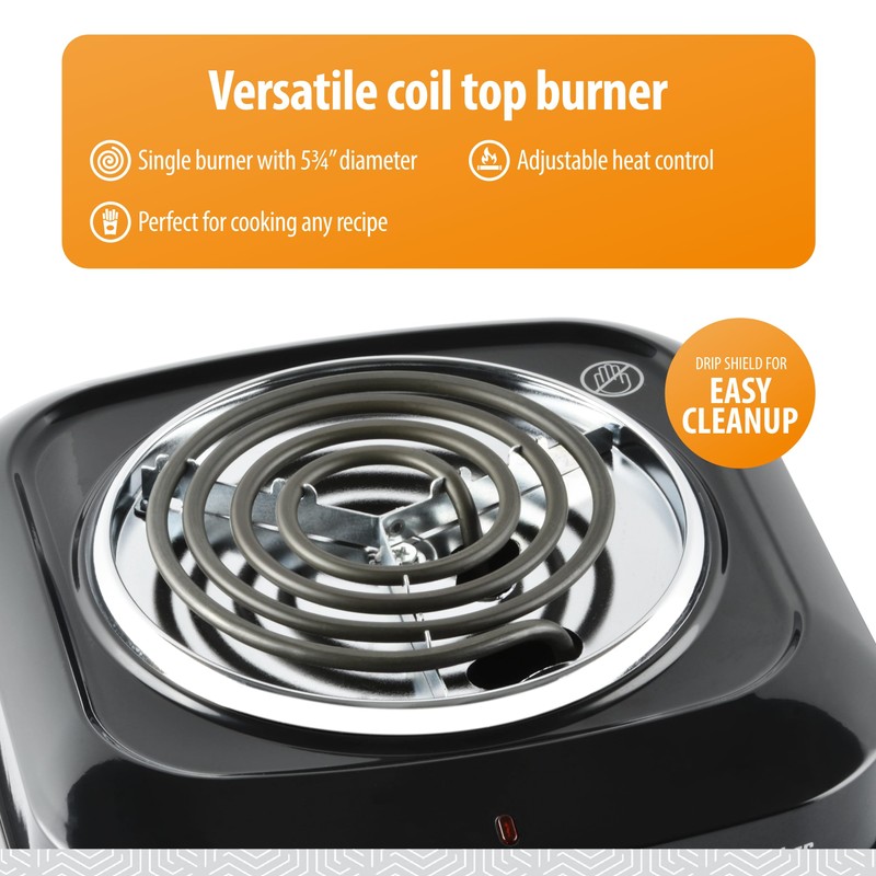 Toastmaster Single Burner with Coil Top, Black