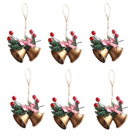 AWOCAN 6PCS Christmas Bell Metal Jingle Bells Xmas Tree Hanging Ornament Bells for Christmas Holiday Party Decoration (gold)