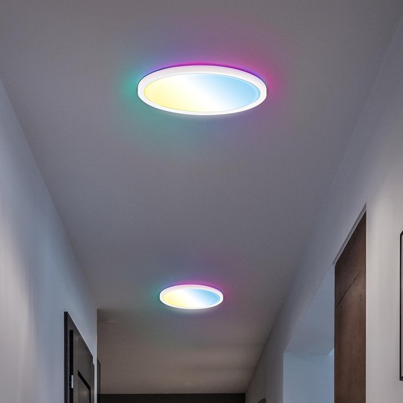 B.K.Licht - LED Ceiling Light Flat with Remote Control, RGBIC