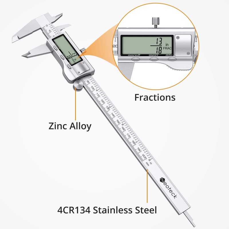 Neoteck Digital Caliper 7.9 inches (200 mm) Stainless Steel 3