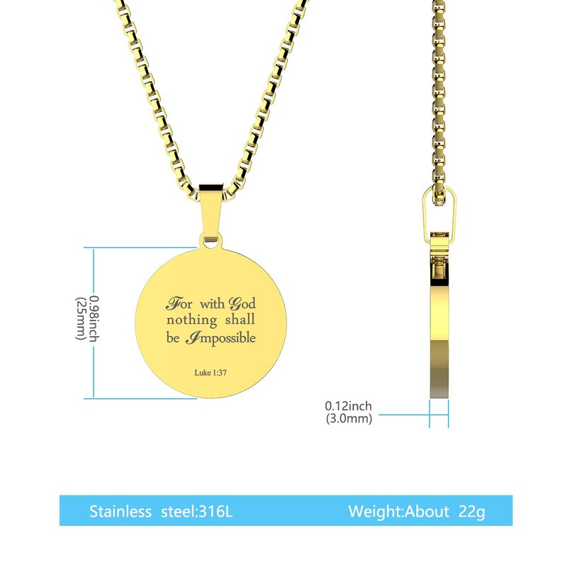seensea Sports Pendant Necklace Baseball Inspirational Bible Verse Luke 1:37