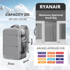 KIRFEIHT Cabin Bags 40x20x25 for Ryanair Carry-Ons Travel Bag - Underseat Cabin Bag Hand Luggage Backpack Small Size 20L - Daypack Office School Backpack - Grey