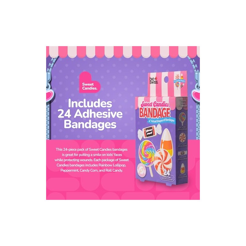 BioSwiss Vendas autoadhesivas con forma de caramelos dulces, sin látex,