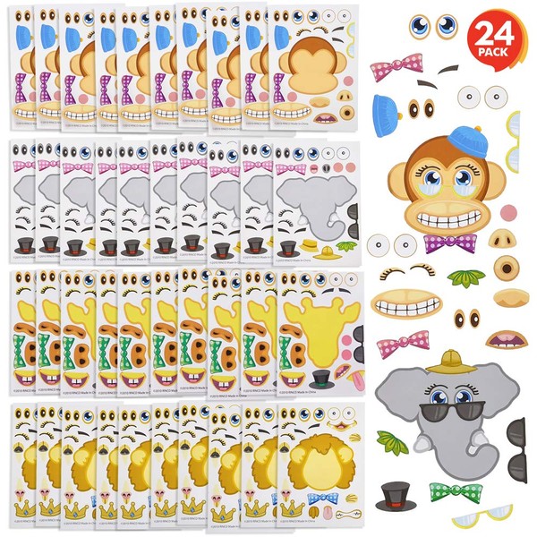 ArtCreativity Make Your Own Zoo Sticker Assortment, Set of 24 Sheets, Unique Arts ‘n Crafts Activity Supplies Kit for Kids, Sticker Prize, Fun Birthday Party Favor, Goodie Bag Filler