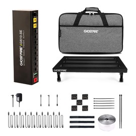 Ghost Fire Guitar Pedal Board Aluminum Alloy 1.76lb Super light Effect Pedalboard 19.8''x11.5'' with Carry Bag,SPL-04 and Power Supply GS10-SE