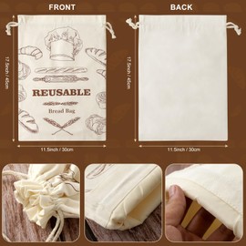 Bread Bags for Homemade Bread, 2 Pack Reusable Bread Bags, Linen Bread Bag with Plastic Liner for Sourdough & Bread Storage