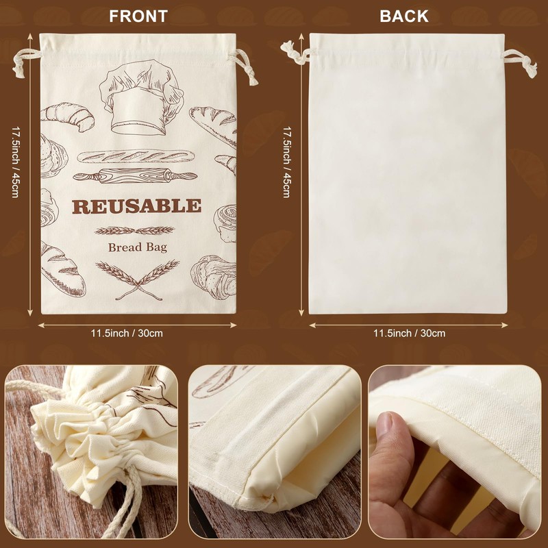 Bread Bags for Homemade Bread, 2 Pack Reusable Bread Bags,