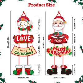 Christmas Decoration, Dwafil Christmas Decoration Door Hanging Santa and Snowman Deer Hanging Door Paper Christmas Decoration Arrangement (Red)