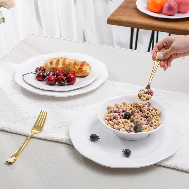 ZAROCRUS White Melamine Dinnerware Set, 18 Pcs Lightweight and Unbreakable