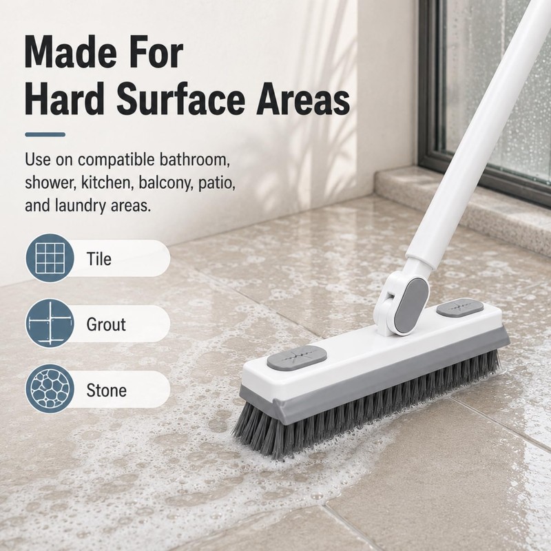 180° Rotating Gap Cleaning Tool with V-Shaped Bristles and Squeegee