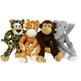 Big Dog Toys 19" Cute Soft Plush Squeaker Wild Animal Characters for Medium to Large Breeds (Brown Monkey)