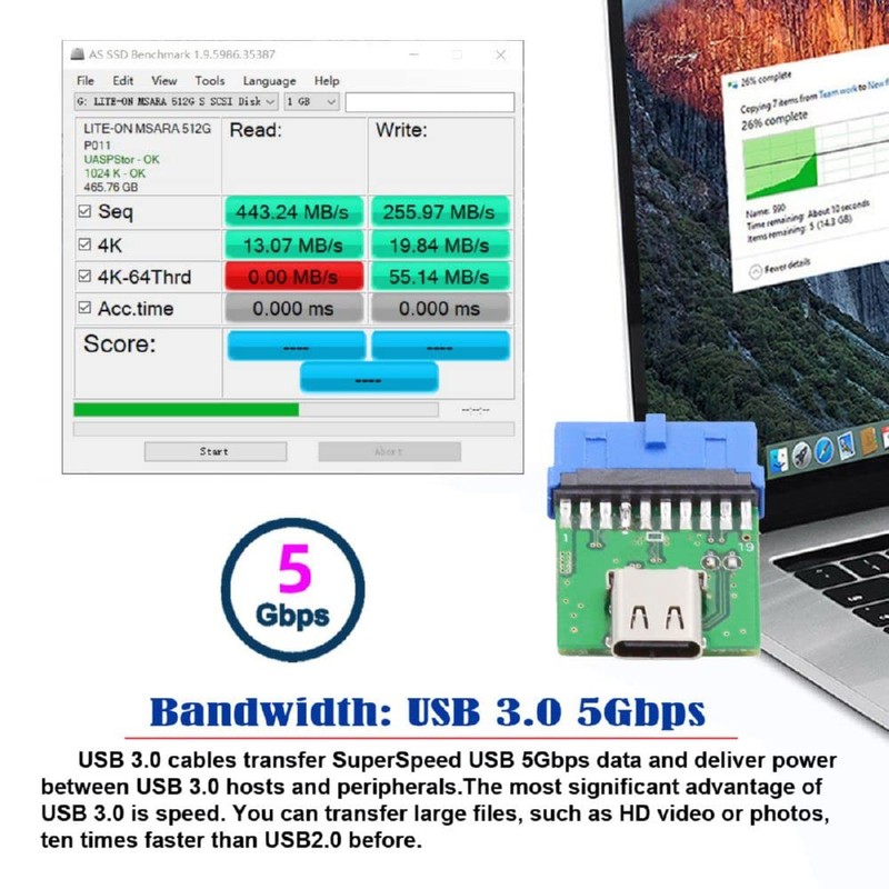 xiwai USB 3.0 Internal 19 Pin 20 Pin Header to