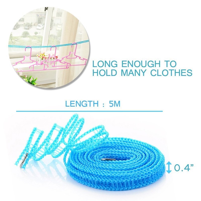 2 Pack Nylon Clothesline Windproof Clothes Drying Rope Travel Clothes