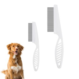 NQEUEPN 2-in-1 Multifunctional Pet Hair Comb, Stainless Steel & ABS, 2 Packs, for Grooming & Dehairing, Cat & Dog Comb