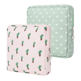 Desing Wish Pack of 2 Sanitary Napkins Bag Period Bag Small Cosmetic Bag for Girls Tampon Storage On the Go Small Bag with Zip Wet Bag Small, Pink Cactus & Green Dot, Pack of 2