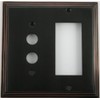 Deco Step Style Oil Rubbed Bronze 2 Gang Wall Plate - 1 Push Button Switch 1 GFI/Rocker Opening