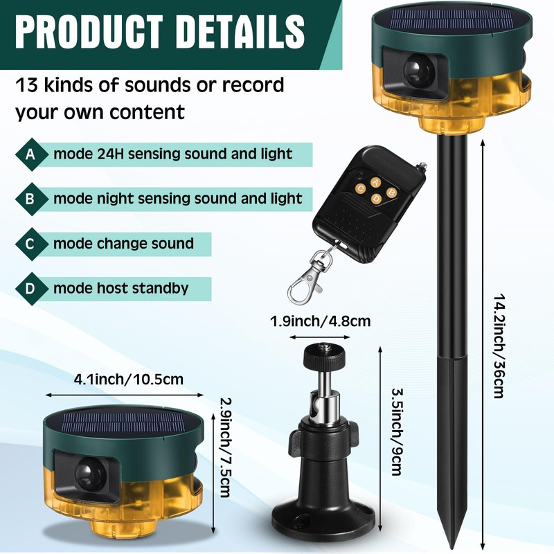 Qualirey 4 Pack Solar Outdoor Motion Sensor Alarm in 2
