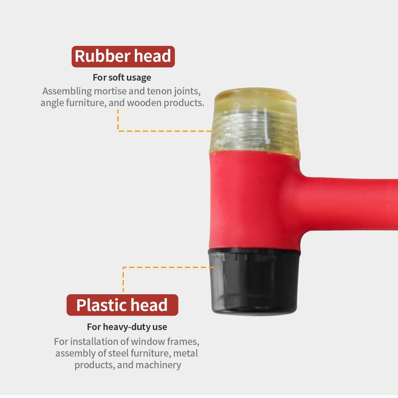 HOUSERAN Rubber Mallet, Rubber Mallet Hammer, Double-Face Hammer, Small Rubber