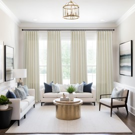 Beige Linen Curtains for Small Windows 45 Inch Length 2 Panel Rod Pocket Burlap Cotton Look Short Lightweight Classy Classic Accent Curtain for Kitchen Bathroom Basement Industrial Farmhouse Decor Tan