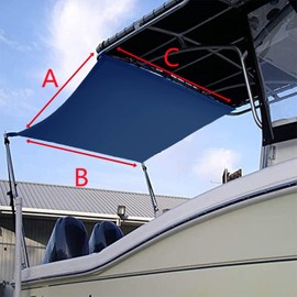 TeBaisea Boat T-Top Sun Shade Kit Boat Canopy, Boat Cover with Stainless Steel Telescopic Rod Foldable, High-Tech Polyester Fiber, Anti-Ultraviolet Dark Blue(70"×59"×47")