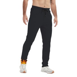 Idtswch 34" Inseam Long Inseam Mens Tall Sweatpants Fleece-Line Extra Long Joggers Pant with Zip Pockets Black