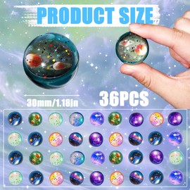 SHENSAIGO Pack of 36 Bouncy Balls for Children, Star and Planets, 30 mm, Bouncy Balls for Children, Party Bags, Children's Birthday Party Gifts, Bouncy Ball, Rubber Ball for Small Gifts for Children